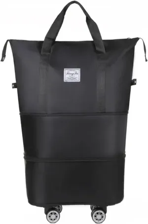 Kulken Travel Bag with Wheels, Pepepo Large-capacity Travel Bag, Expandable Dry-wet Separation Luggage Bag, Suitable for Business Trips, Expectant Mothers Preparing for Childbirth (Black)