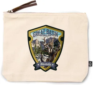 Lantern Press Great Basin National Park, Wheeler Peak, Badge, 100% Cotton Zipper Pouch, Travel Accessory, Go Bag