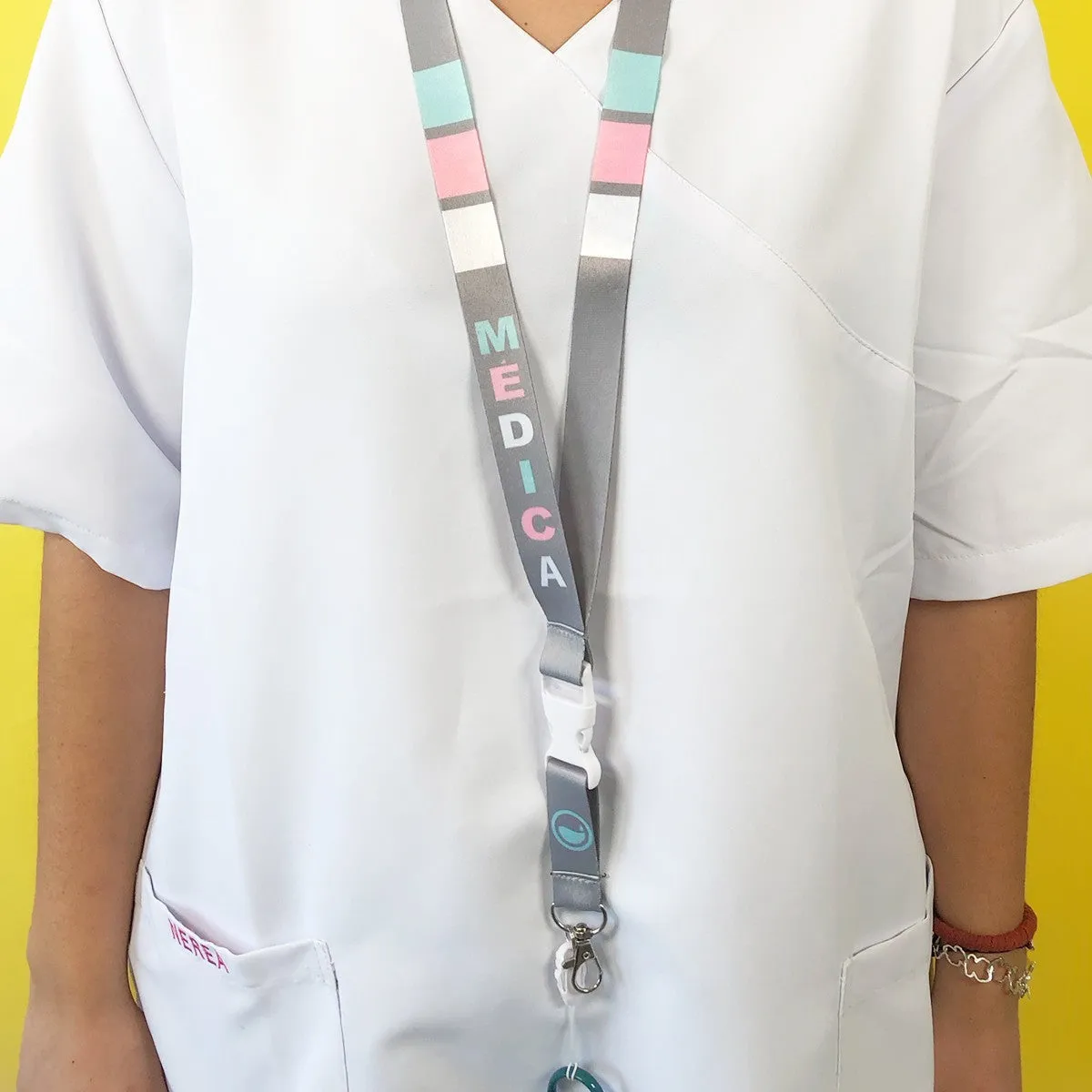 Lanyard with Trident Hook & Carabiner & Safety Clip Doctor Unisex Retro