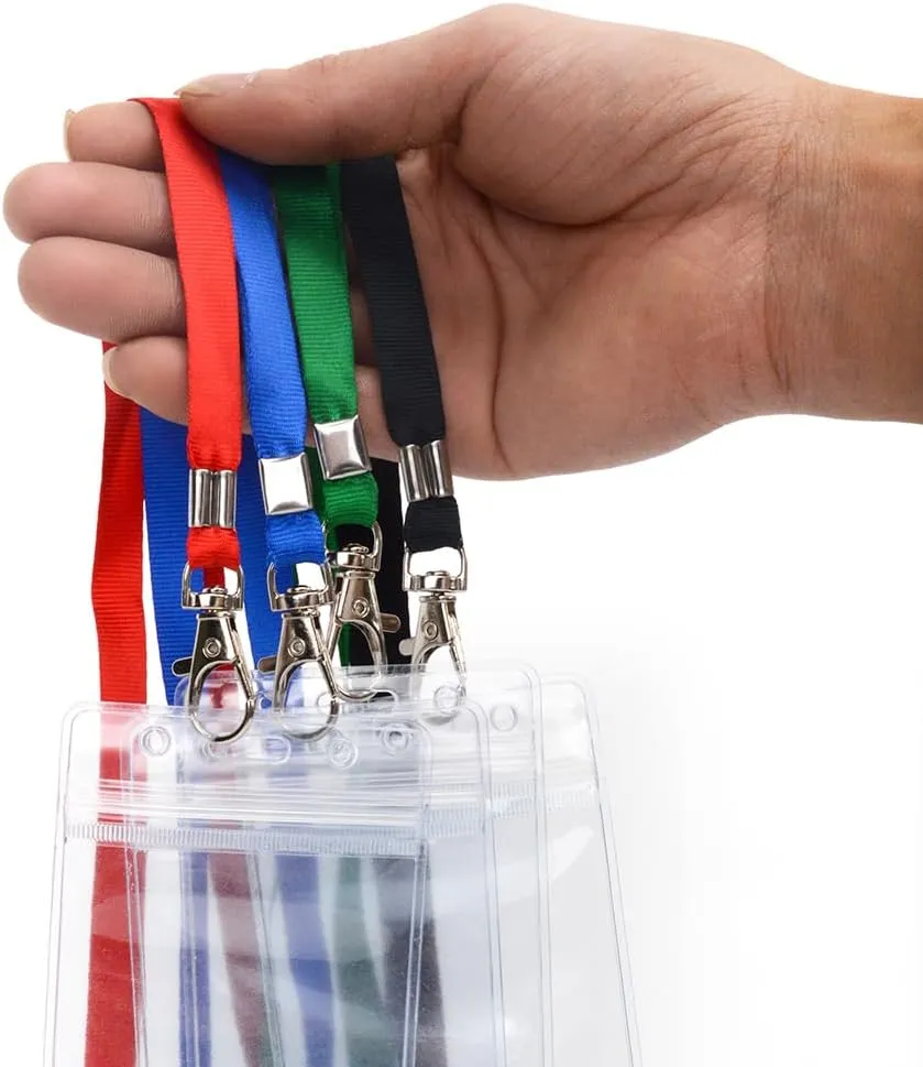 Lanyards 50 Pcs Bulk Lanyard for Id Badges Flat Green Lanyard with Badge Clip Swivel Hook (50, Green)