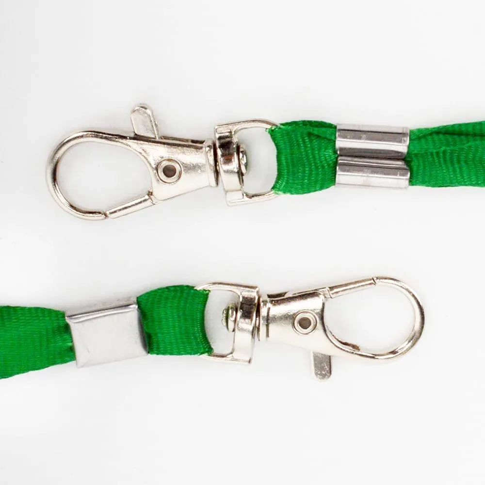 Lanyards 50 Pcs Bulk Lanyard for Id Badges Flat Green Lanyard with Badge Clip Swivel Hook (50, Green)
