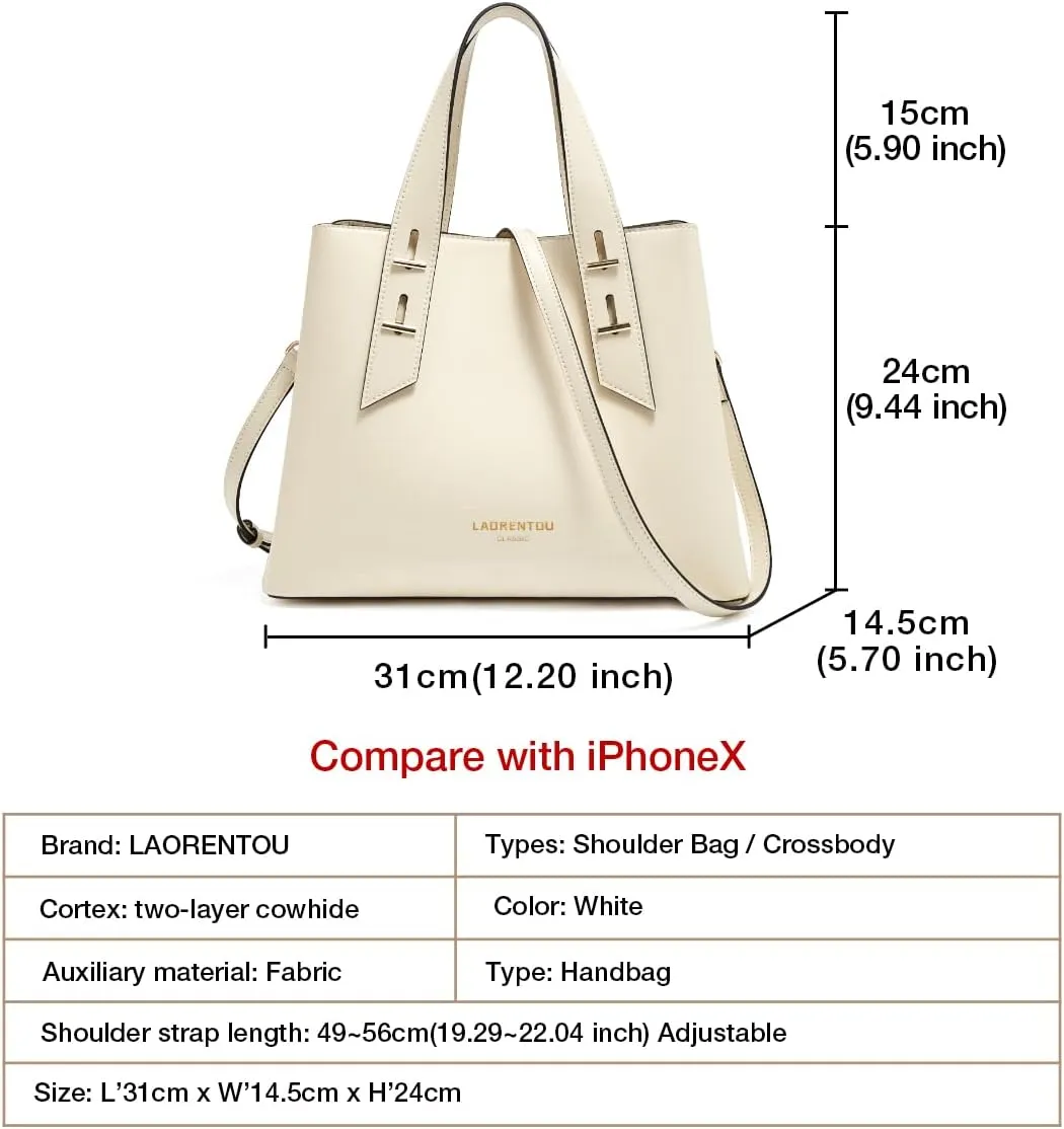 LAORENTOU Women Crossbody Handbags Cow Leather Satchel Handbags for Women Top-handle Shoulder Tote Purses