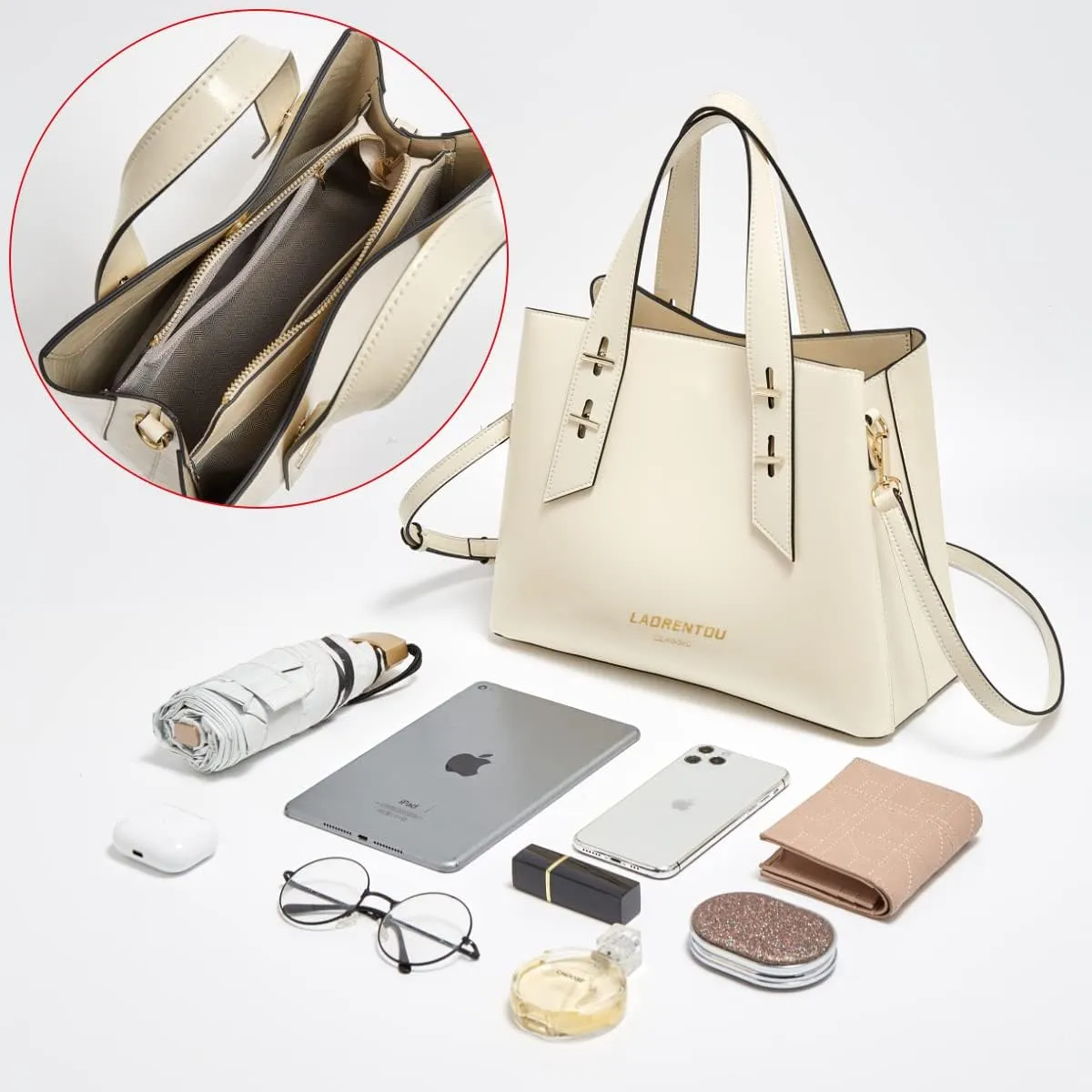LAORENTOU Women Crossbody Handbags Cow Leather Satchel Handbags for Women Top-handle Shoulder Tote Purses
