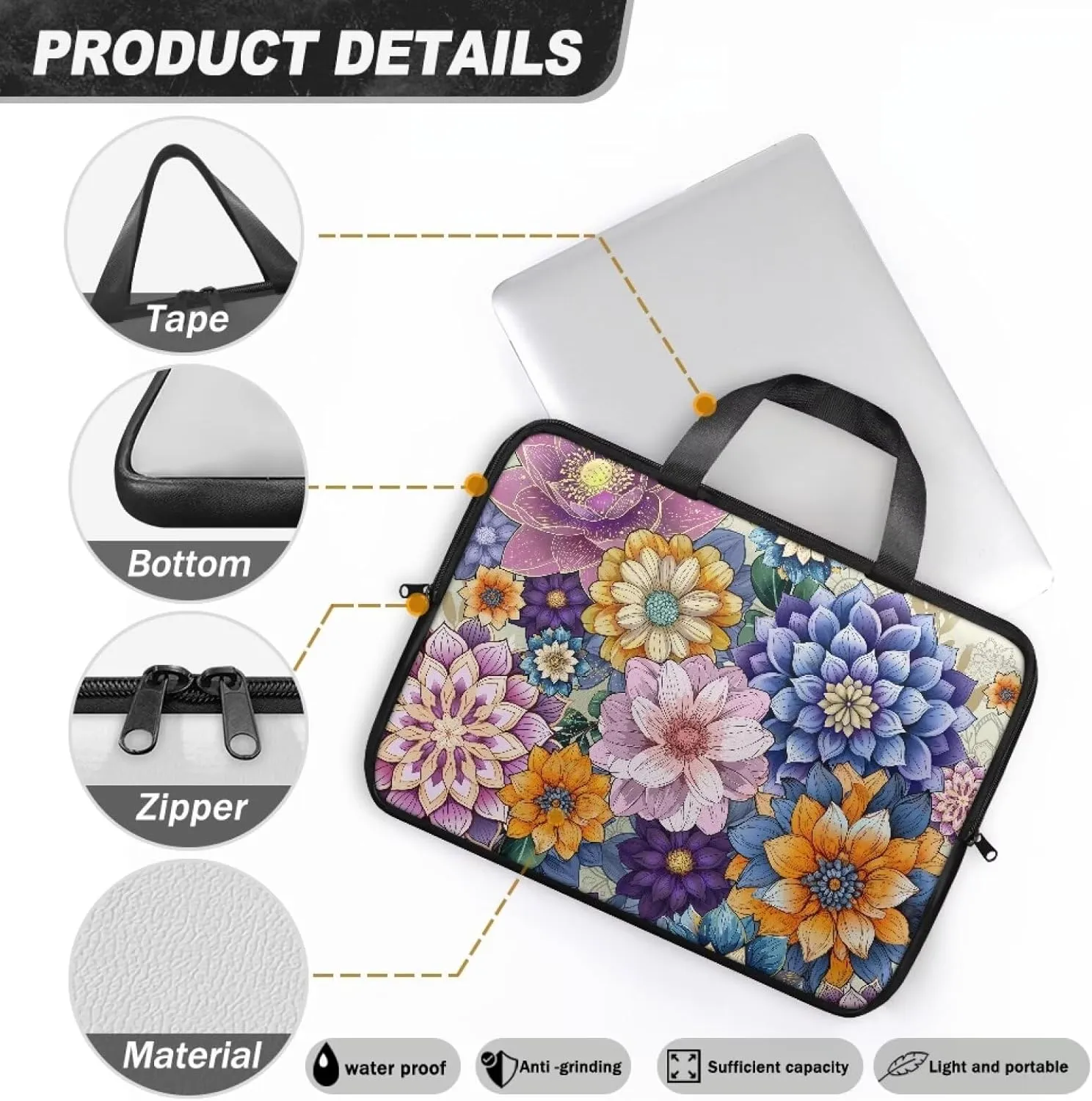 Laptop Bag Case Leather Laptop Sleeve with Handle Shockproof Computer Carrying Bag Cover 10 Inch- 17 Inch