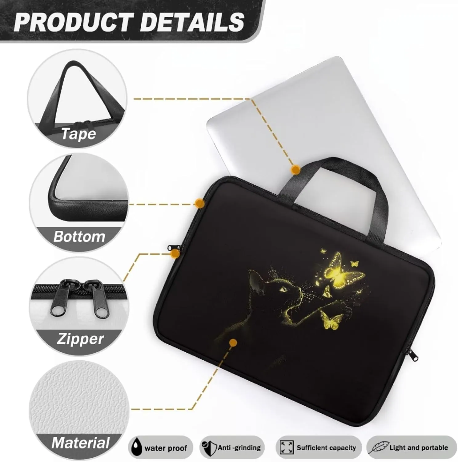 Laptop Bag for Women Men Waterproof Carrying Case Zipper Computer Handbag for Office Business 10 Inch- 17 Inch