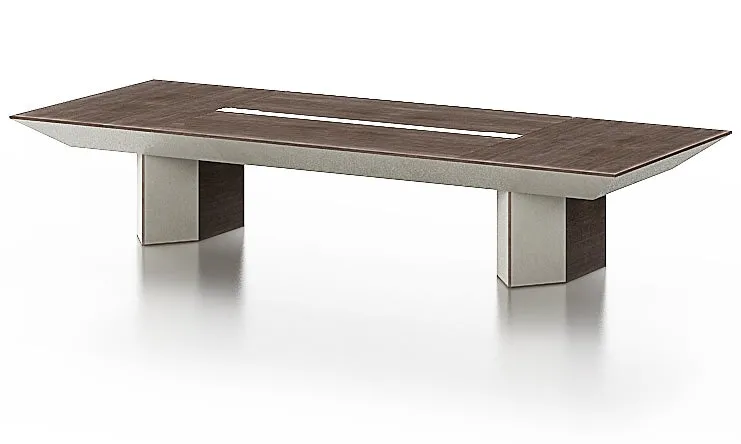 Large Boardroom Table in Chocolate Walnut and Ivory Leather - All Sizes from 3000mm to 5000mm Available