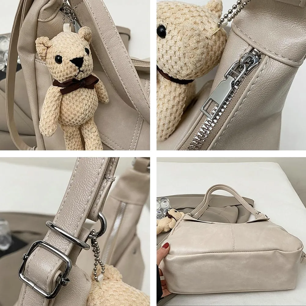 Large Capacity Soft PU Leather Tote Bag Fashion Retro Cross Body Bag Simple Practical Backpack for Women 2025