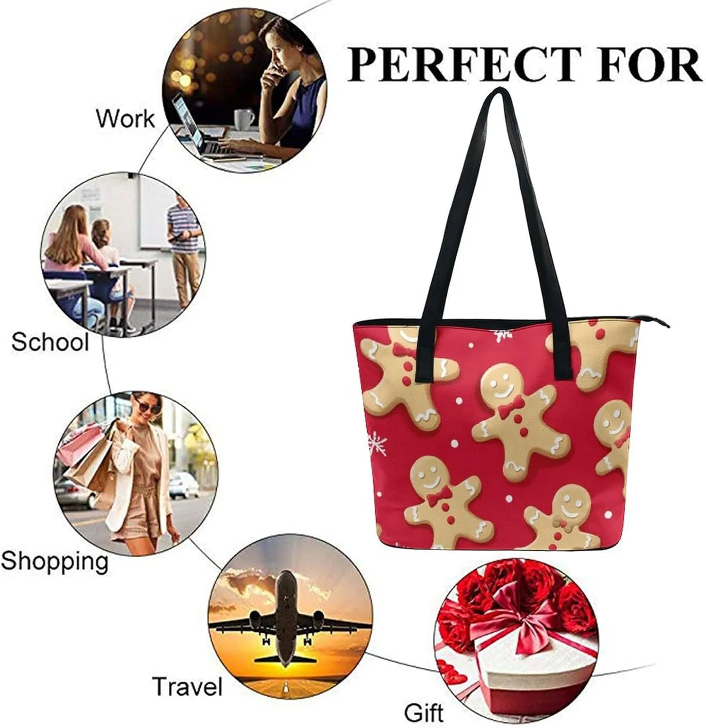 Large Leather Handbag Unisex Travel Lightweight Tote Bag For Daily Use