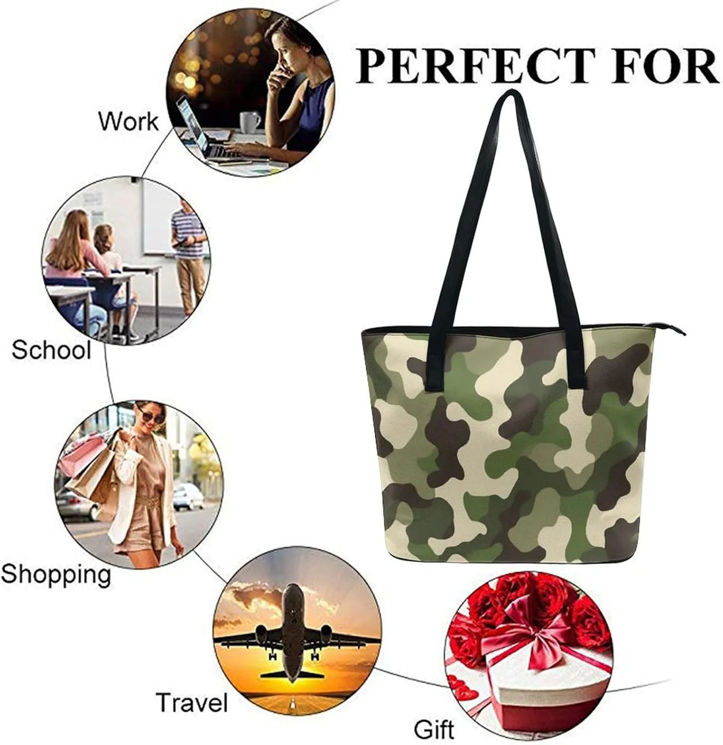 Large Leather Tote Bag Travel Work Daily Essentials Handbag For Women Men
