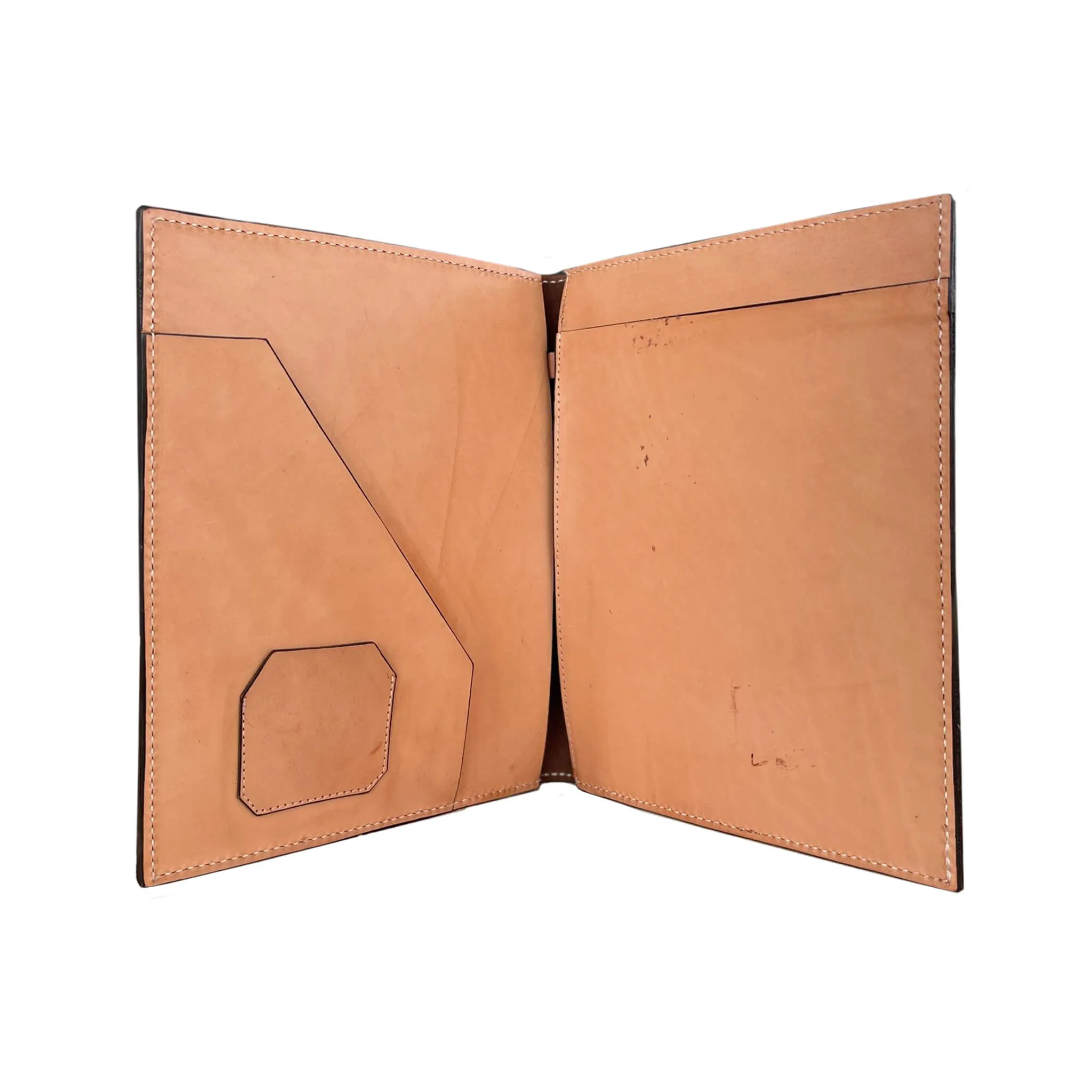 Large portfolio golden leather daisy tooling