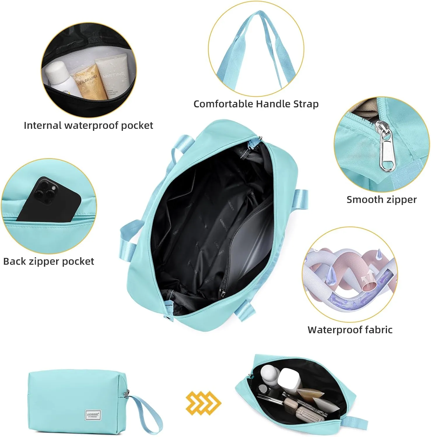 LARVENDER Carry On Luggage 22x14x9 Airline Approved, 20 Inch Hardshell & Lightweight PP Carry On Suitcase for Women with Spinner Wheels TSA Lock, Ice Blue