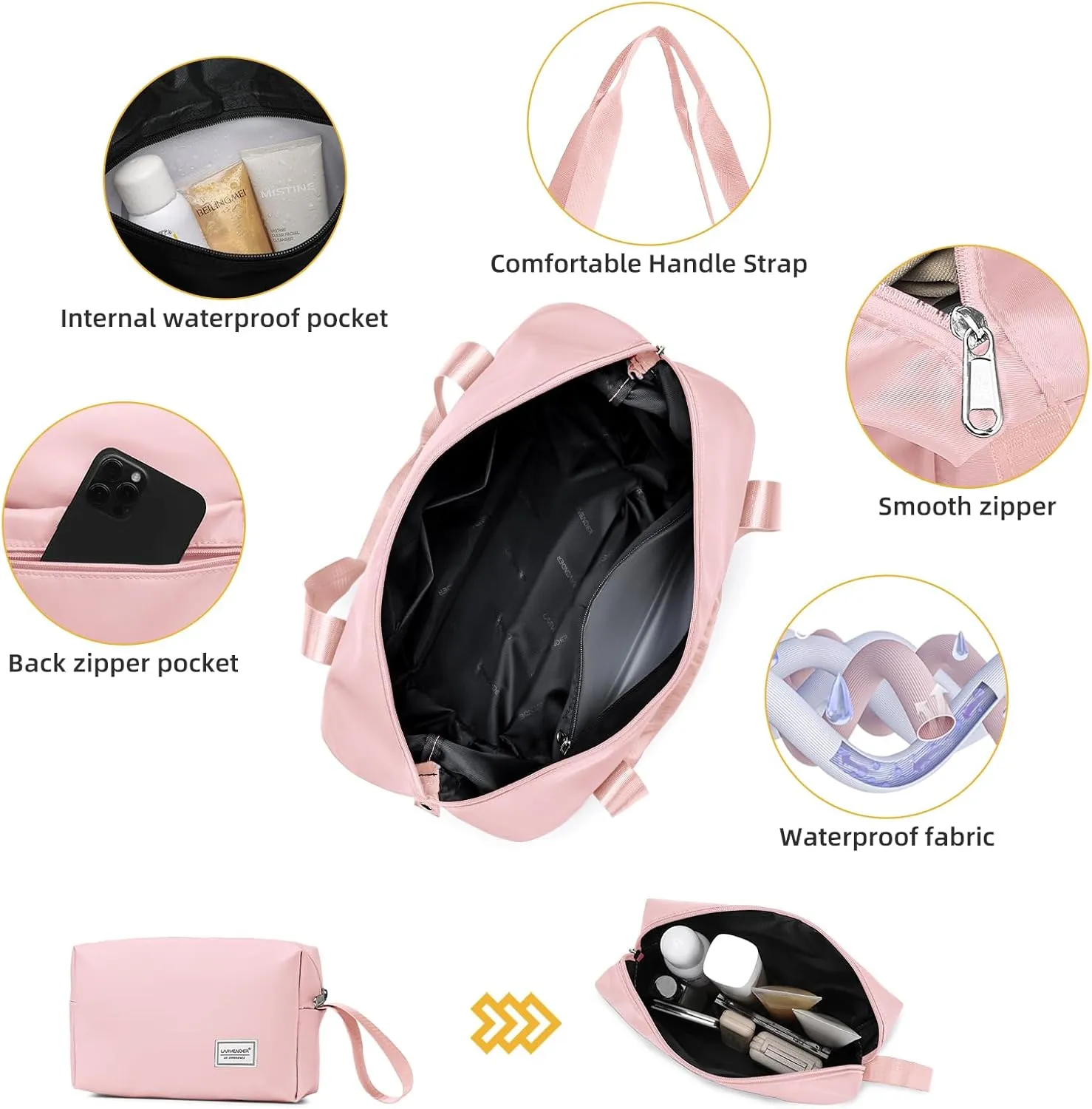 LARVENDER Carry On Luggage 22x14x9 Airline Approved, 20 Inch Hardshell & Lightweight PP Carry On Suitcase for Women with Spinner Wheels TSA Lock, Light Pink