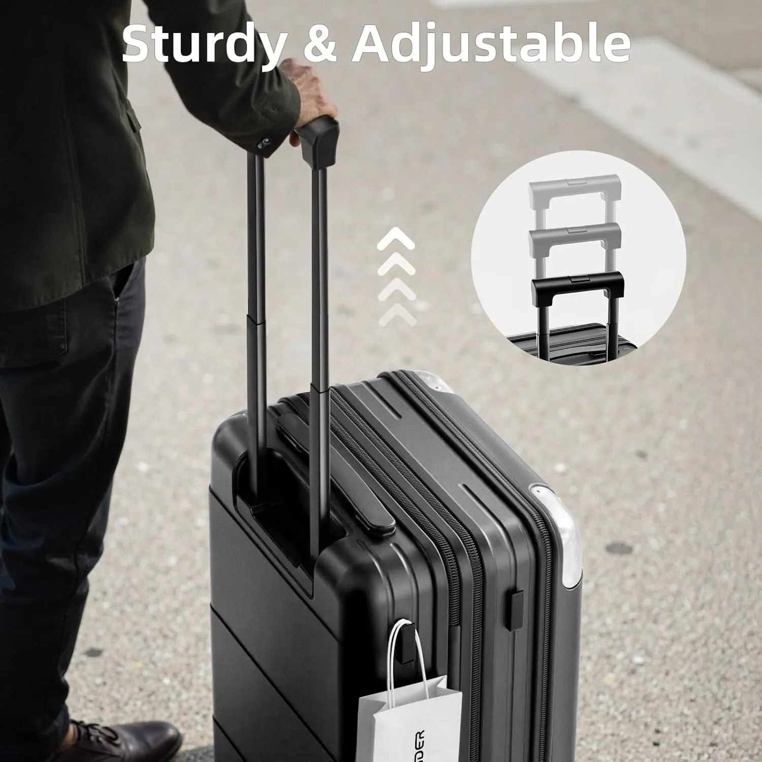 LARVENDER Expandable Carry On Luggage Sets 22x14x9 Airline Approved 20inch ABS PC Hardshell Suitcase with Front Pocket, TSA Lock, Lightweight Luggage for Men & Women, Black