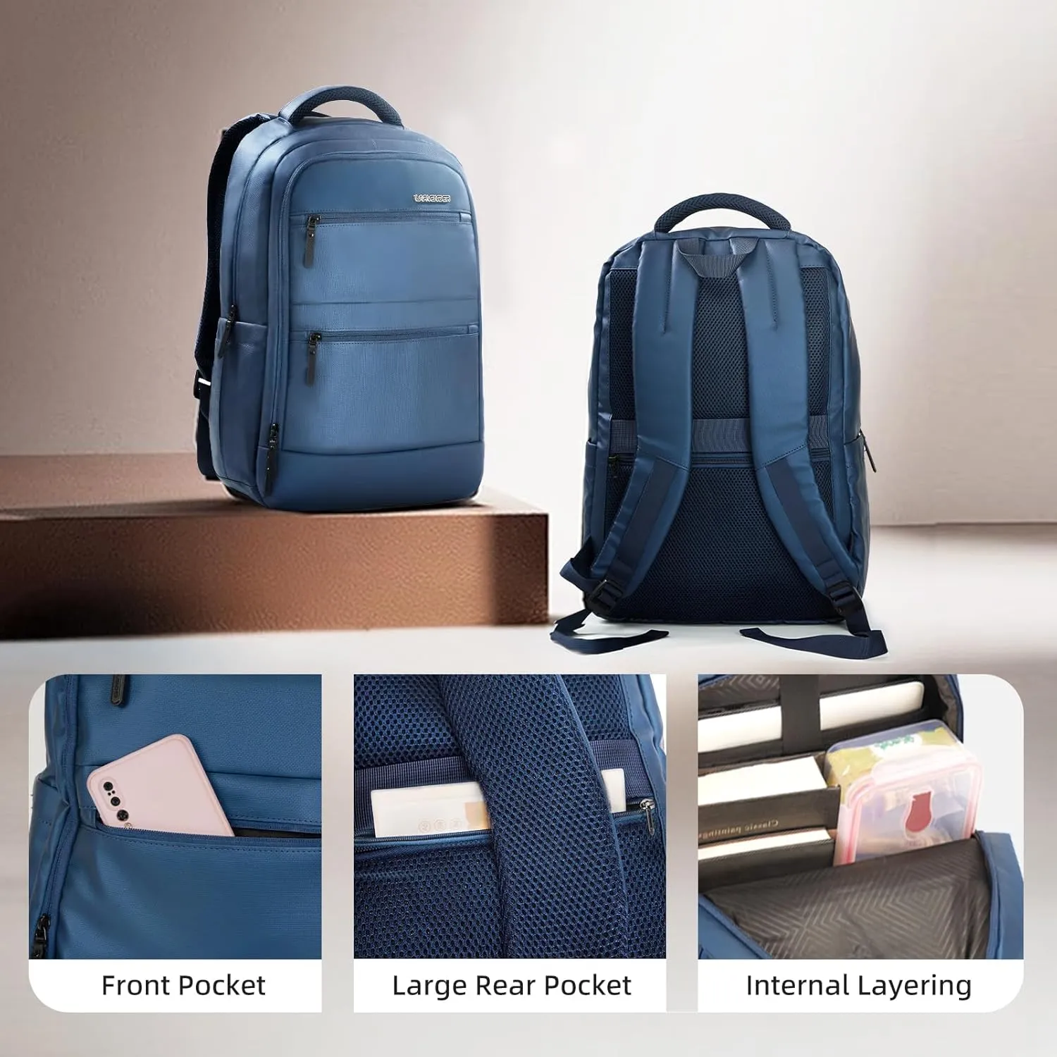 LARVENDER Expandable Carry On Luggage Sets 22x14x9 Airline Approved 20inch ABS PC Hardshell Suitcase with Front Pocket, TSA Lock, Lightweight Luggage for Men & Women, Blue