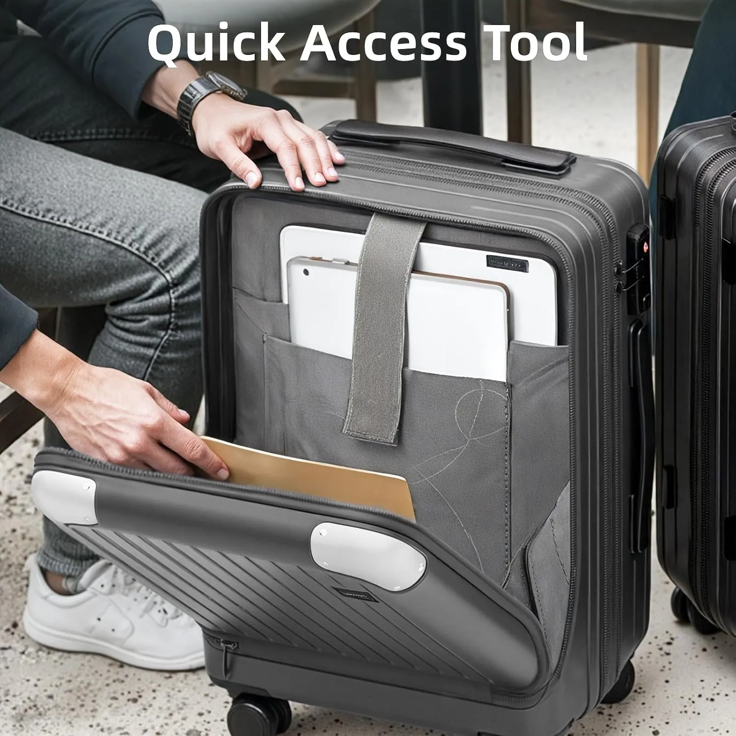 LARVENDER Expandable Carry On Luggage Sets 22x14x9 Airline Approved 20inch ABS PC Hardshell Suitcase with Front Pocket, TSA Lock, Lightweight Luggage for Men & Women, Grey