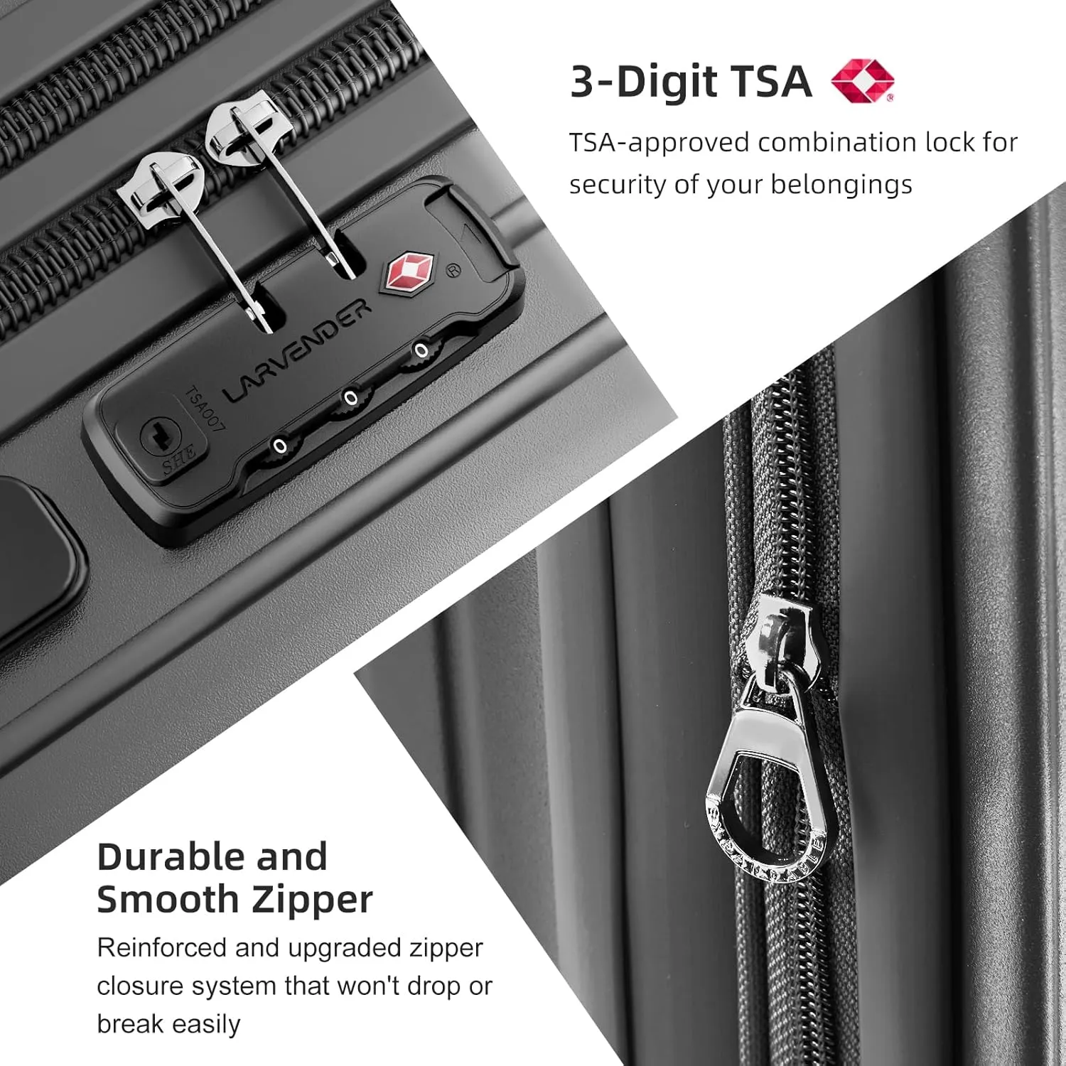 LARVENDER Expandable Carry On Luggage Sets 22x14x9 Airline Approved 20inch ABS PC Hardshell Suitcase with Front Pocket, TSA Lock, Lightweight Luggage for Men & Women, Grey