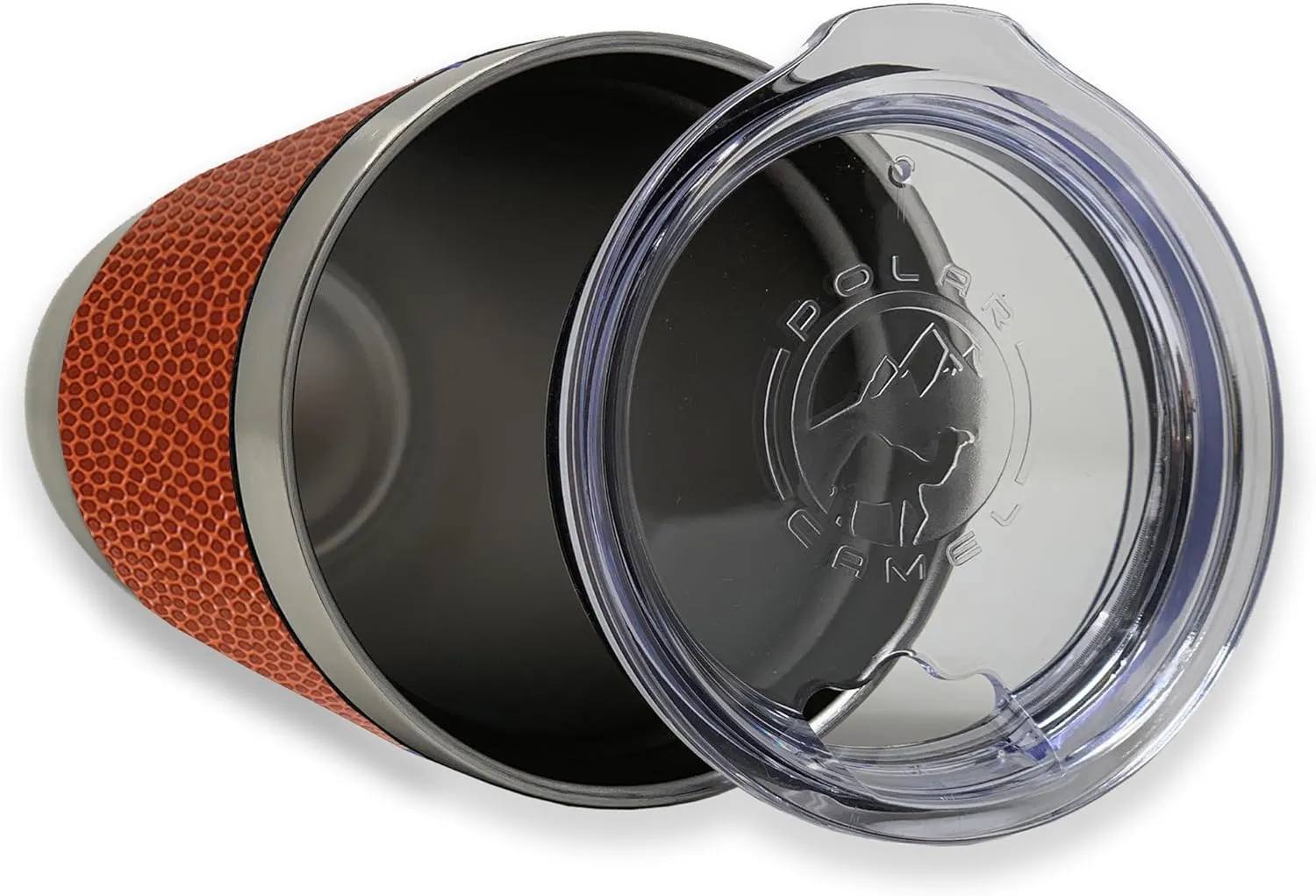 LaserGram 20oz Vacuum Insulated Tumbler Mug, Motorcycle, Personalized Engraving Included (Faux Leather, Basketball Style)