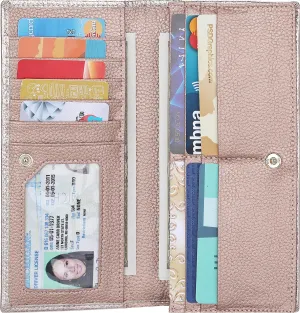 Lavemi Ultra Slim Thin Leather Women Wallet RFID Blocking Credit Card Holder Bifold Long Ladies Billfold