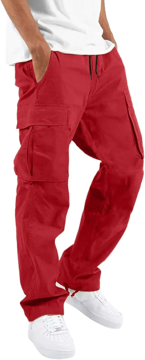 LCMTWX Cargo Pants for Men Casual Jogging Sports Elastic with Pockets Men's Men's Pants Straight Leg Joggers