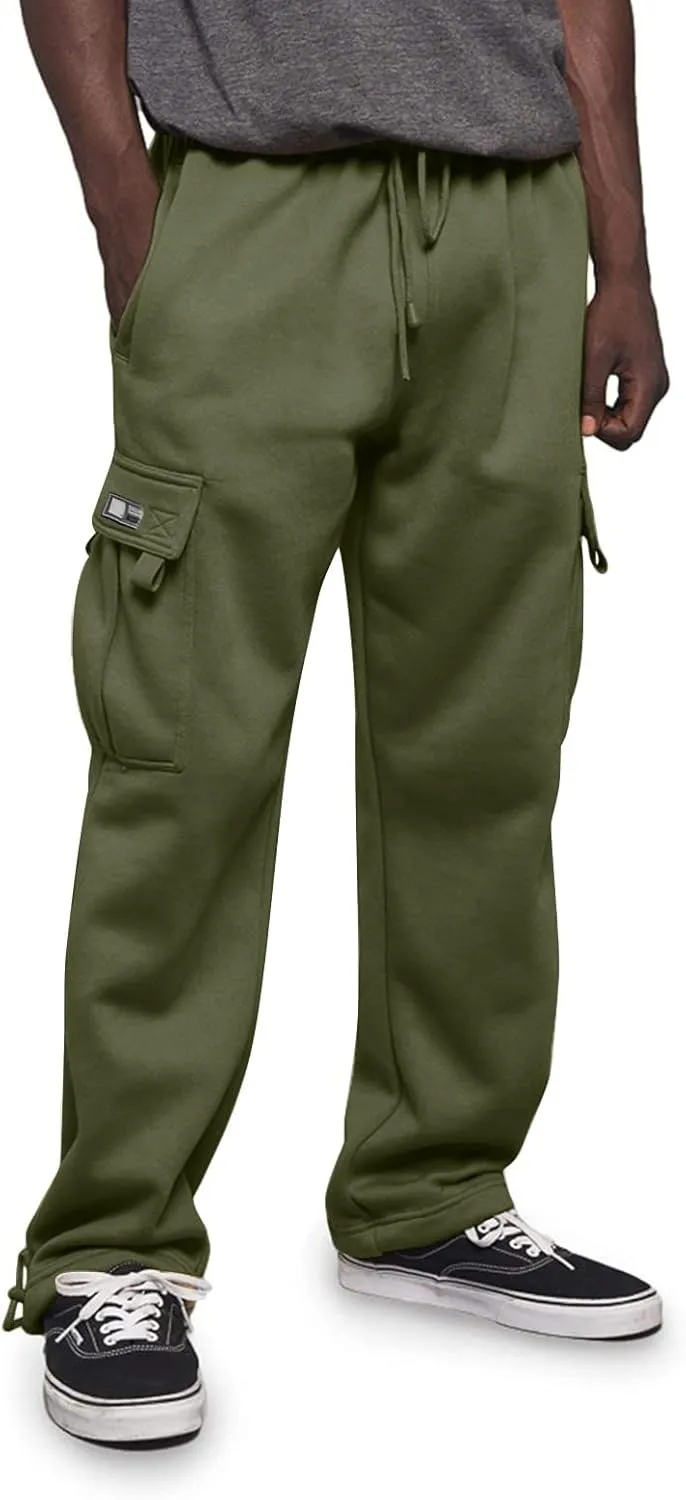 LCMTWX Cargo Pants for Men Sports Pants with Zipper Trousers Casual Overalls Men's Pants Fleece Active Tech Joggers