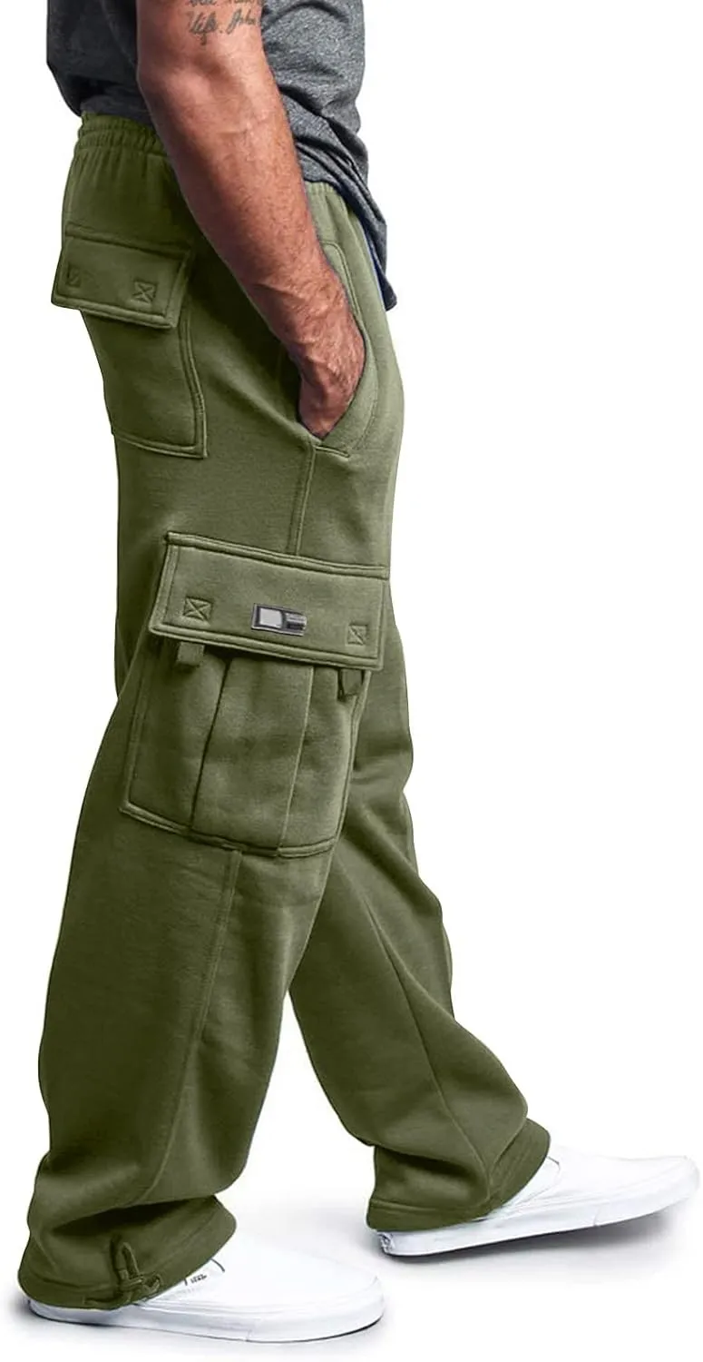 LCMTWX Cargo Pants for Men Sports Pants with Zipper Trousers Casual Overalls Men's Pants Fleece Active Tech Joggers