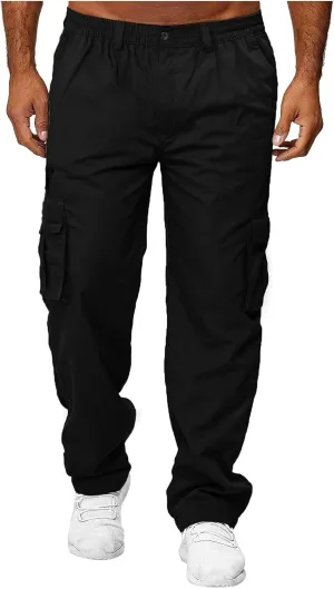 LCMTWX Cargo Pants for Men Sports Pants with Zipper Trousers Casual Overalls Men's Pants Fleece Active Tech Joggers