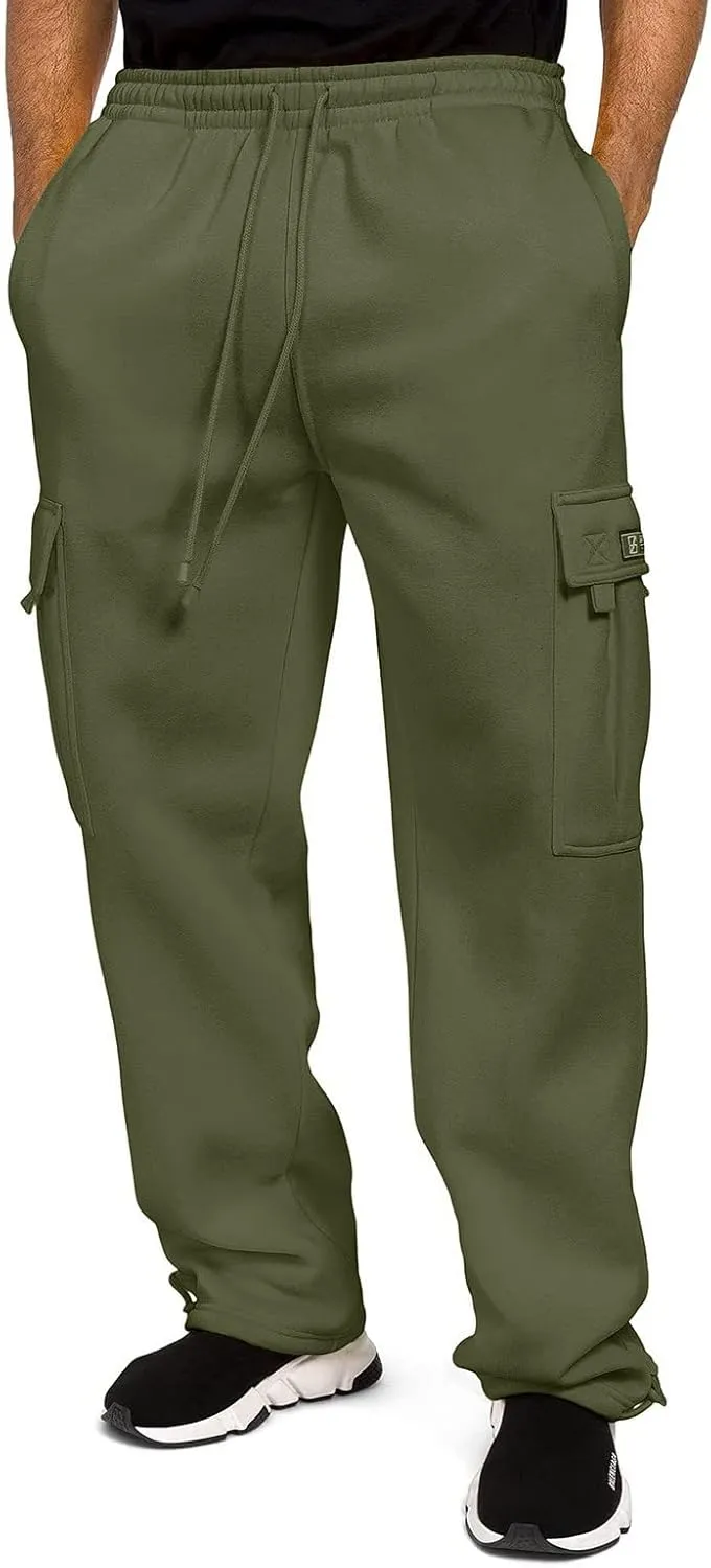 LCMTWX Cargo Pants for Men Sports Pants with Zipper Trousers Casual Overalls Men's Pants Fleece Active Tech Joggers