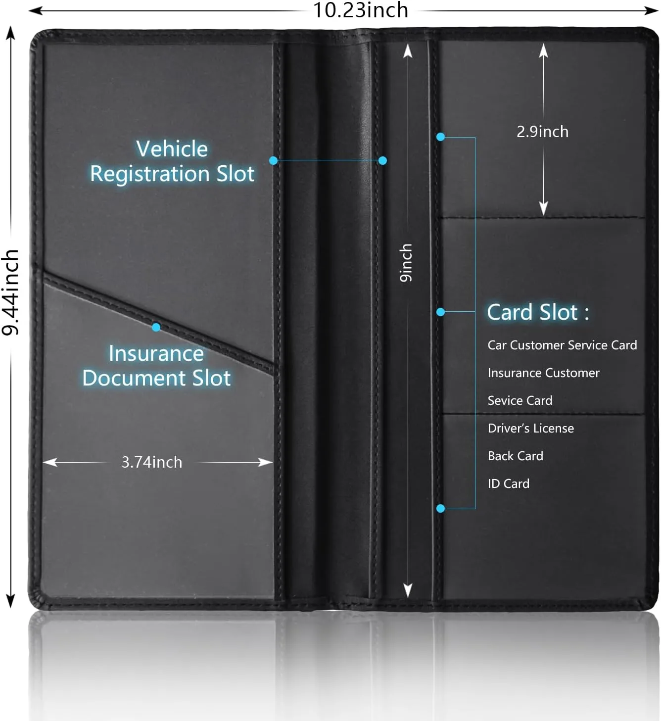 Leather Car Registration and Insurance Cards Holder Compatible with Dodge Challenger Charger SRT RAM Auto Accessories, Vehicle Glove Box Car Organizer with Magnetic Shut, Documents License