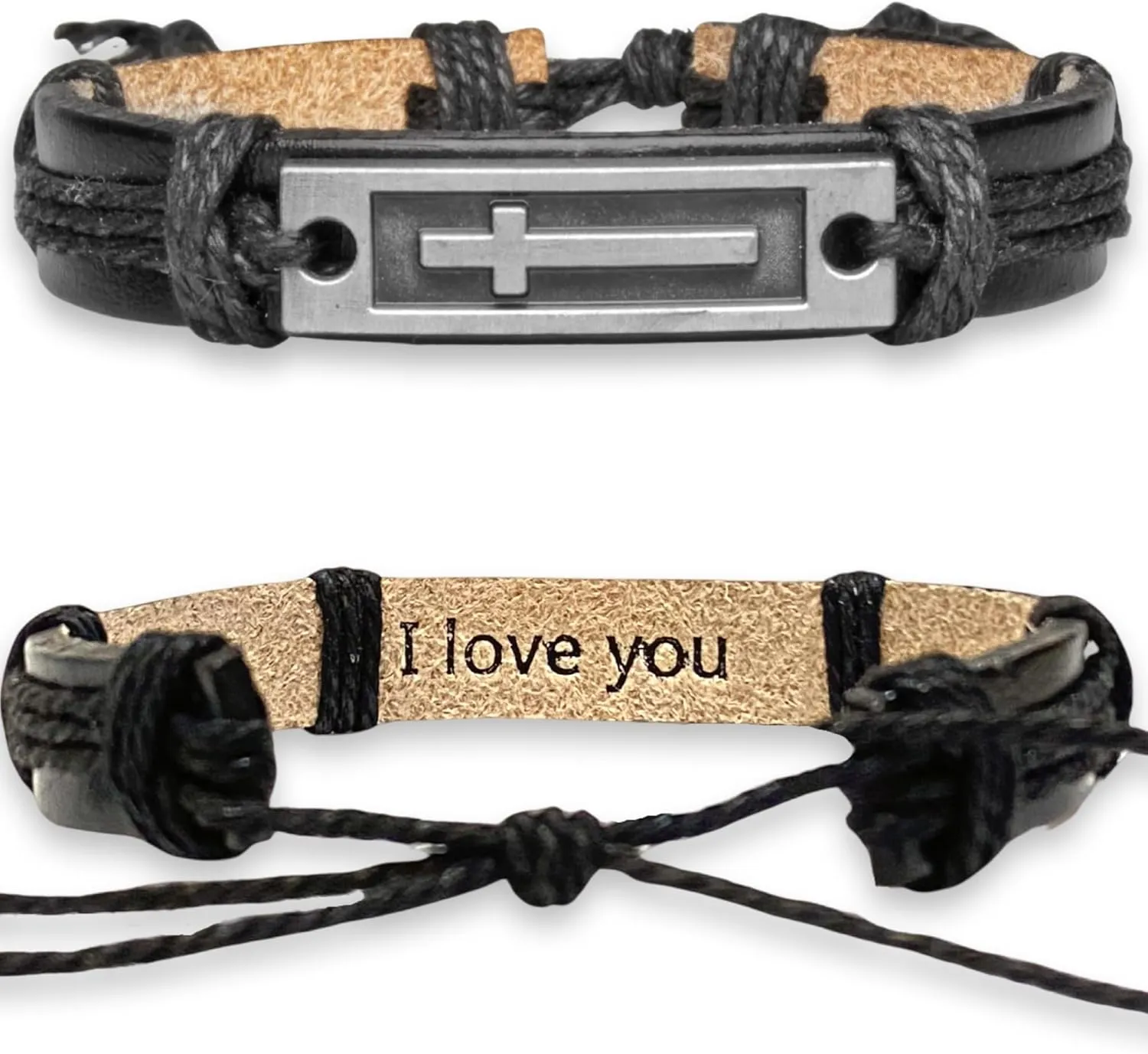 Leather Cross Bracelet for Teens & Men, Cool Christian Gift Ideas for Teenagers for Confirmation, Baptism, Easter Basket Stuffer