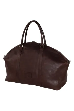 Leather Dome Duffle Bag | Handmade to Order in Italy, Soft Pebble-Grain Leather | Luxury Travel Bag, Shoulder Straps Included (Dark Brown)