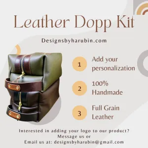 Leather Dopp Kit Free Personalization | Leather Shave Kit for Men or Women | Leather Toiletry Bag | Custom Leather Travel Bag | Groomsmen gift