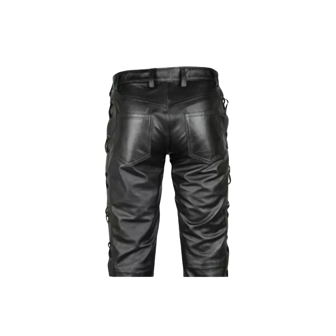 Leather Laces Motorbike Pants Trousers