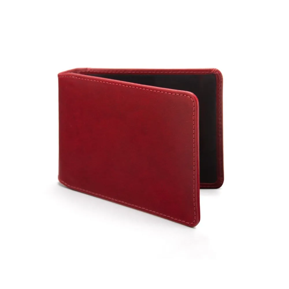 Leather Oyster Card Holder - Red With Black