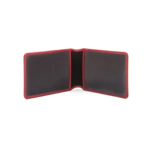 Leather Oyster Card Holder - Red With Black