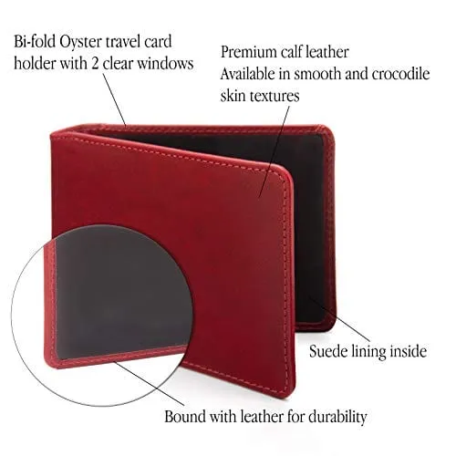 Leather Oyster Card Holder - Red With Black