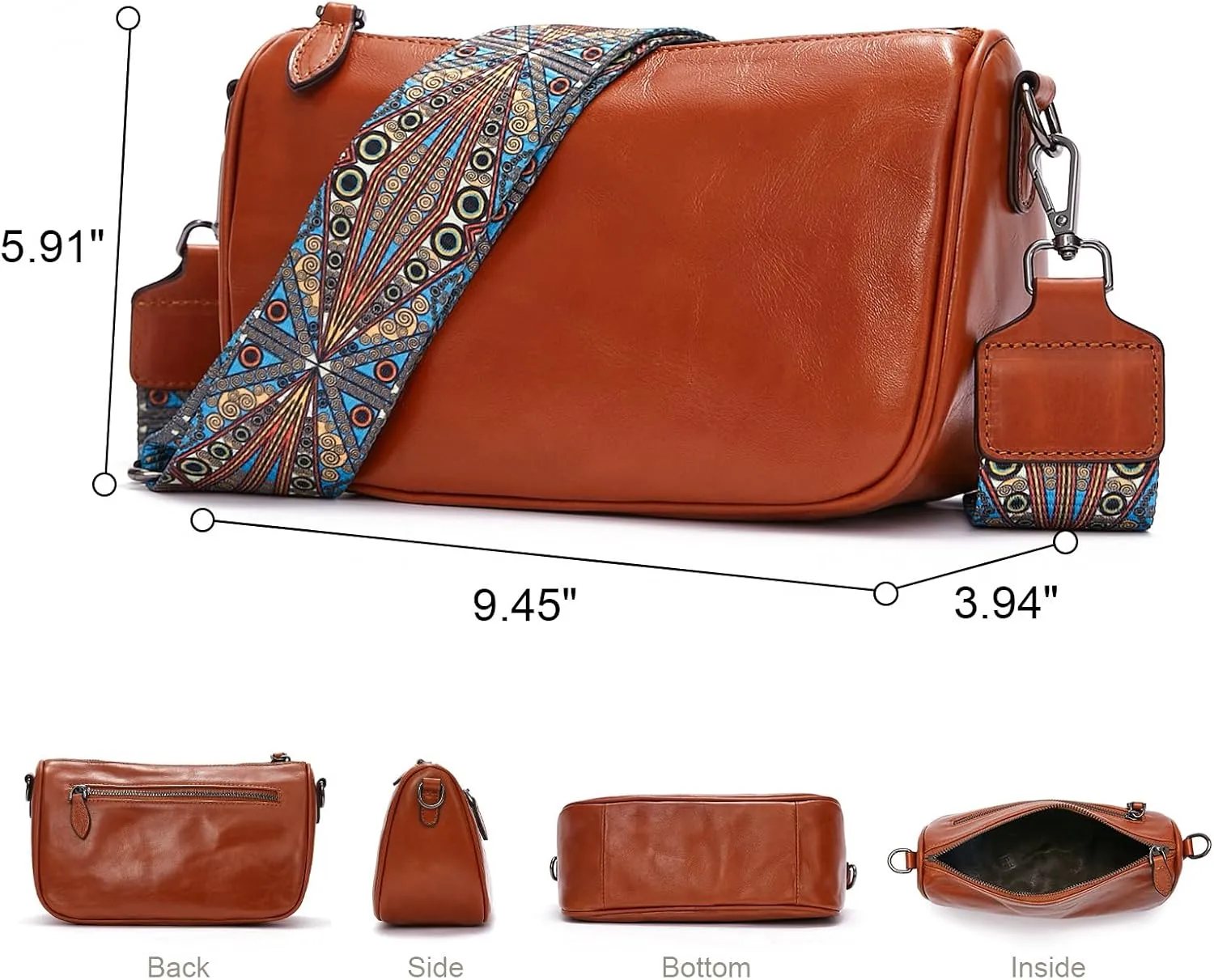 Leather Purse Crossbody Bag for Women: Genuine Leather Purses for Women Trendy - Small Shoulder Cross Body Bag