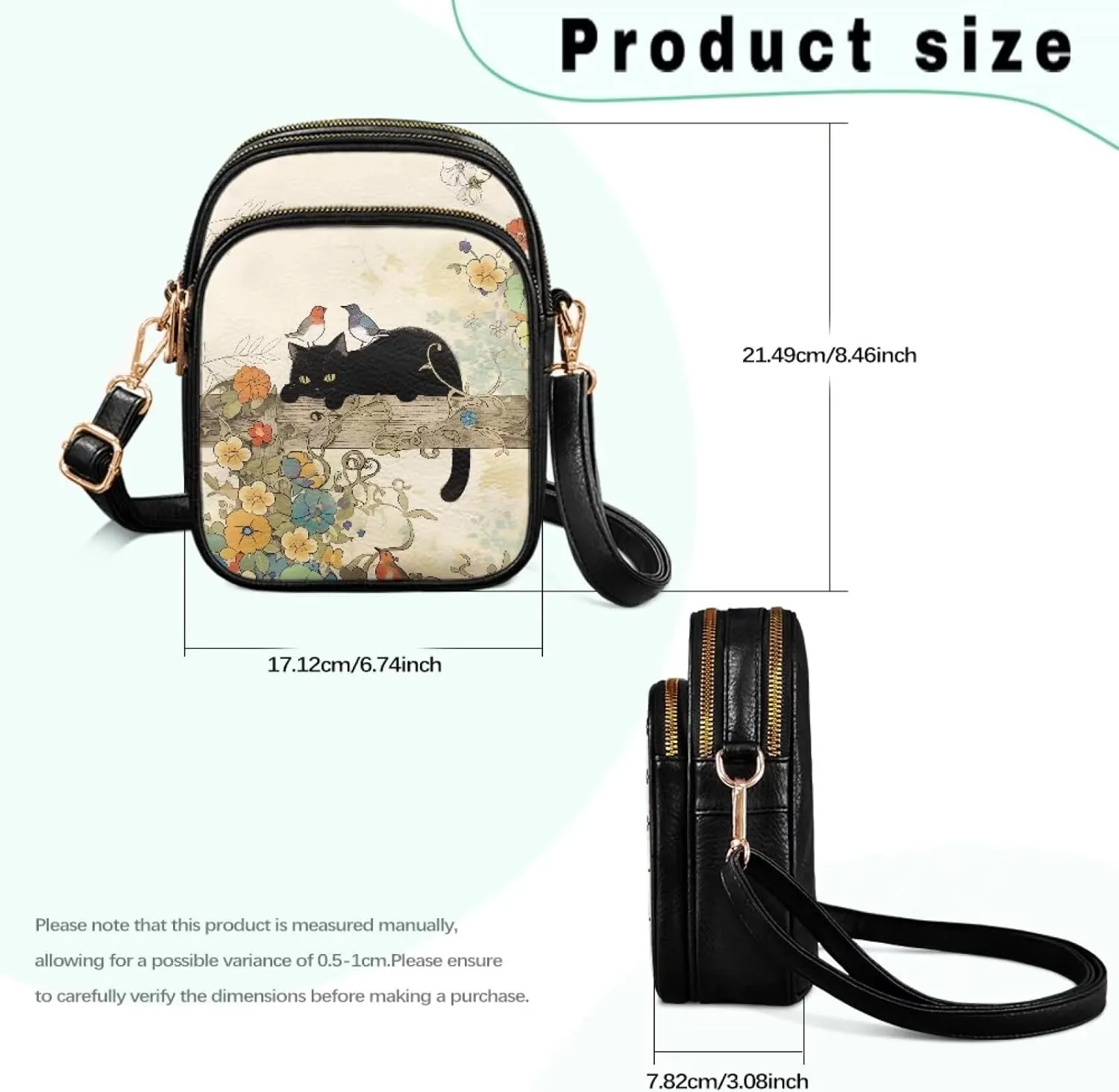 Leather Purse for Women, Leather Shoulder HandBag Multi Pockets Travel Sling Purse Ladies Crossbody Bags