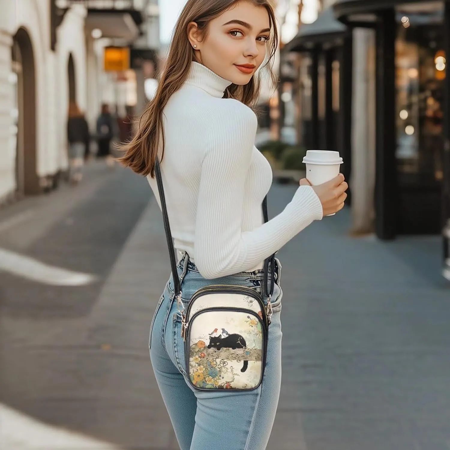 Leather Purse for Women, Leather Shoulder HandBag Multi Pockets Travel Sling Purse Ladies Crossbody Bags