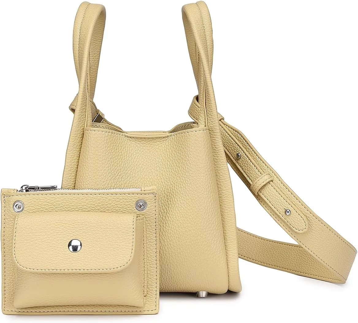 Leather Tote Bag Slouchy Handbag with Zipper Stylish for Women's