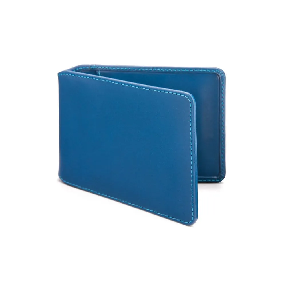 Leather Travel Card Wallet - Cobalt