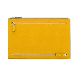 Leather Travel Document And Currency Case - Yellow
