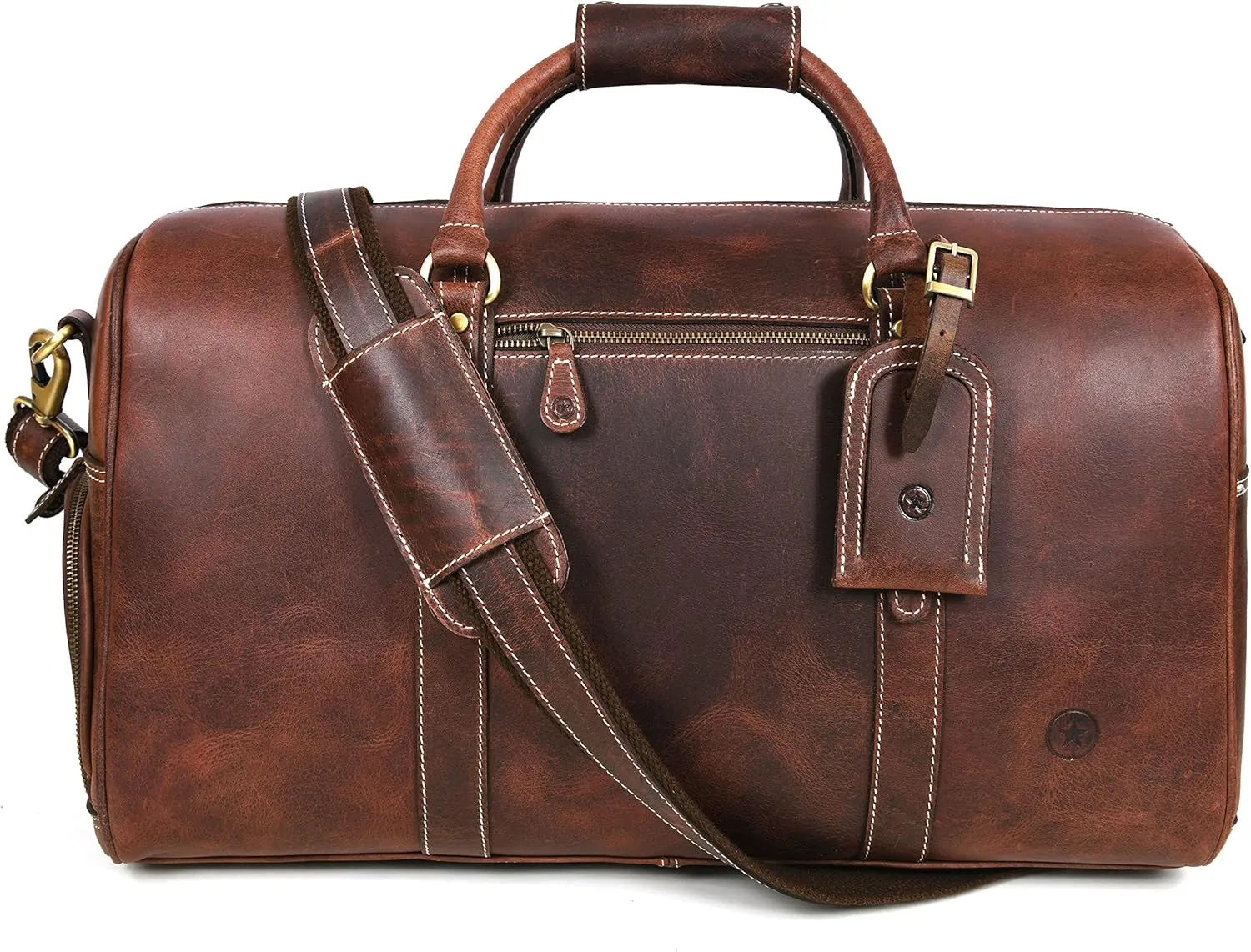 Leather Travel Duffel Bag | Gym Sports Bag Airplane Luggage Carry-On Bag | Gift for Father's Day by Aaron Leather Goods