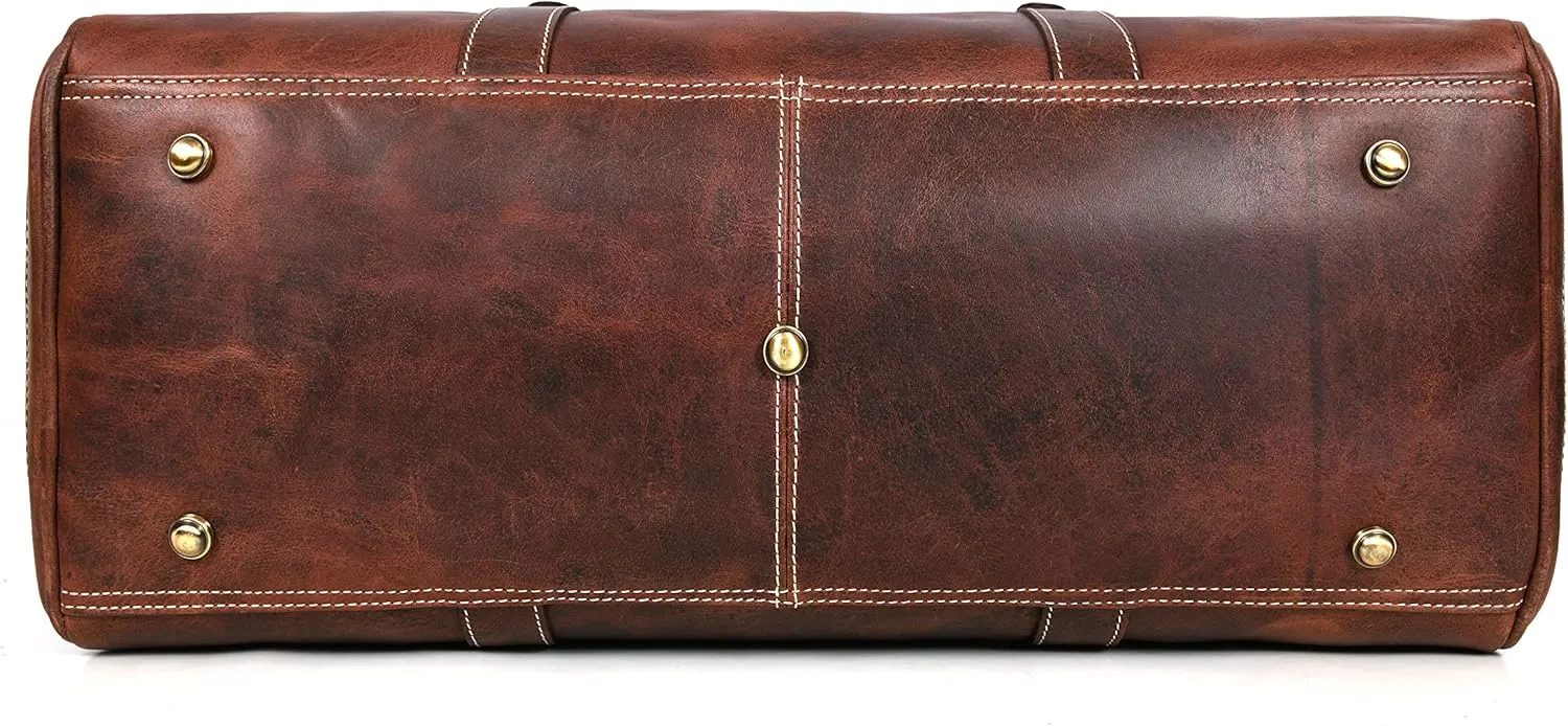 Leather Travel Duffel Bag | Gym Sports Bag Airplane Luggage Carry-On Bag | Gift for Father's Day by Aaron Leather Goods