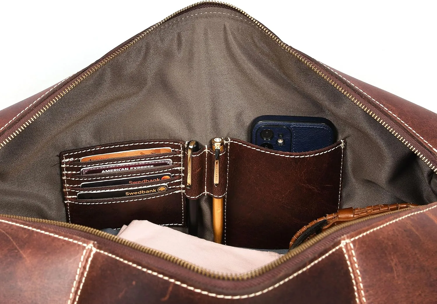 Leather Travel Duffel Bag | Gym Sports Bag Airplane Luggage Carry-On Bag | Gift for Father's Day by Aaron Leather Goods
