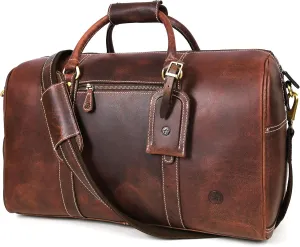 Leather Travel Duffel Bag | Gym Sports Bag Airplane Luggage Carry-On Bag | Gift for Father's Day by Aaron Leather Goods