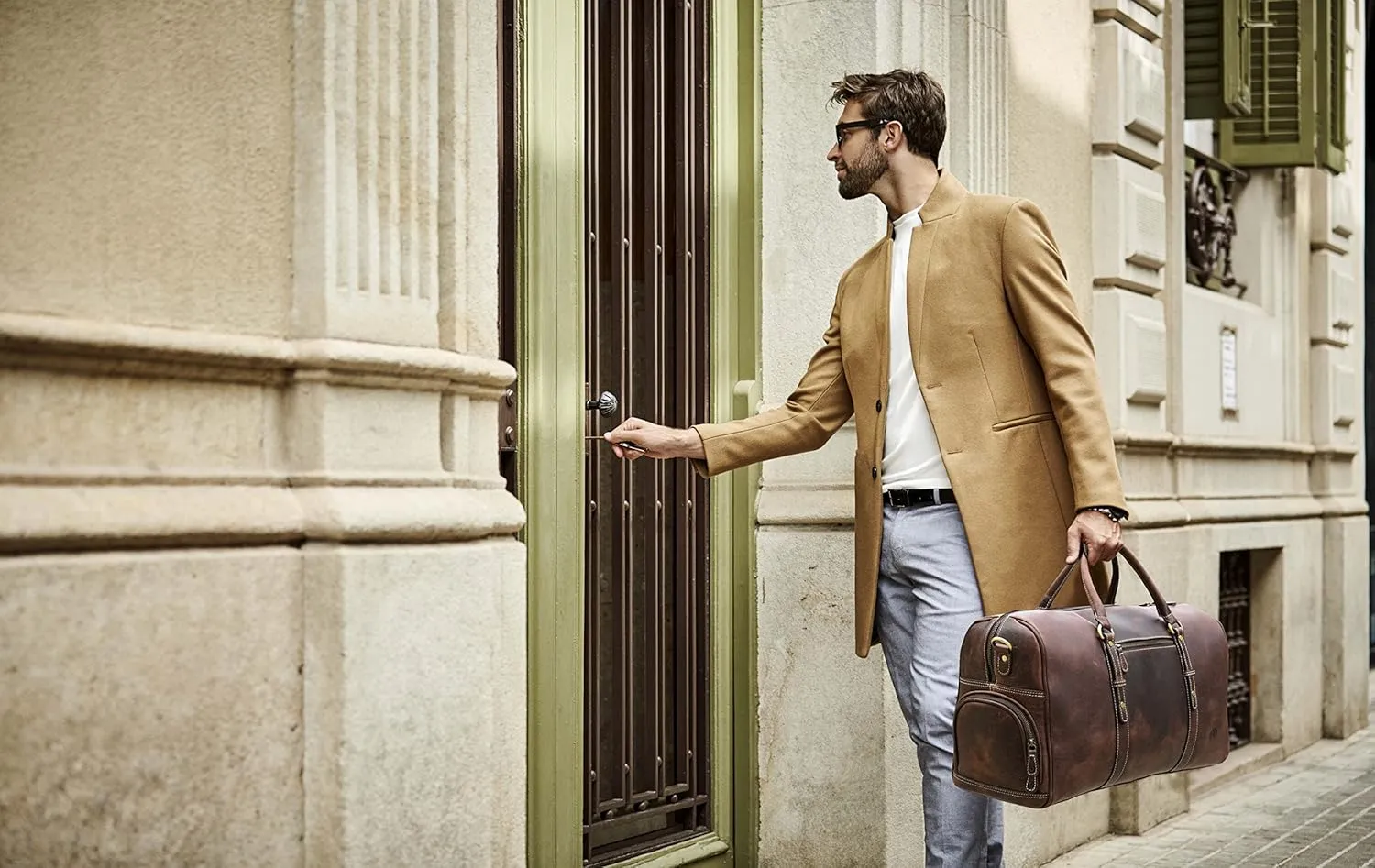 Leather Travel Duffel Bag | Gym Sports Bag Airplane Luggage Carry-On Bag | Gift for Father's Day by Aaron Leather Goods