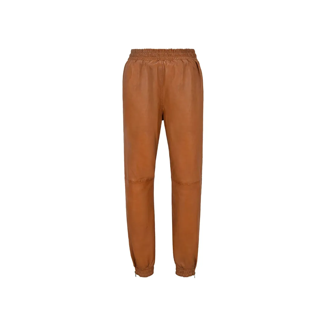 Leather Trousers Tan Zip Jogging Bottom