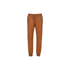 Leather Trousers Tan Zip Jogging Bottom