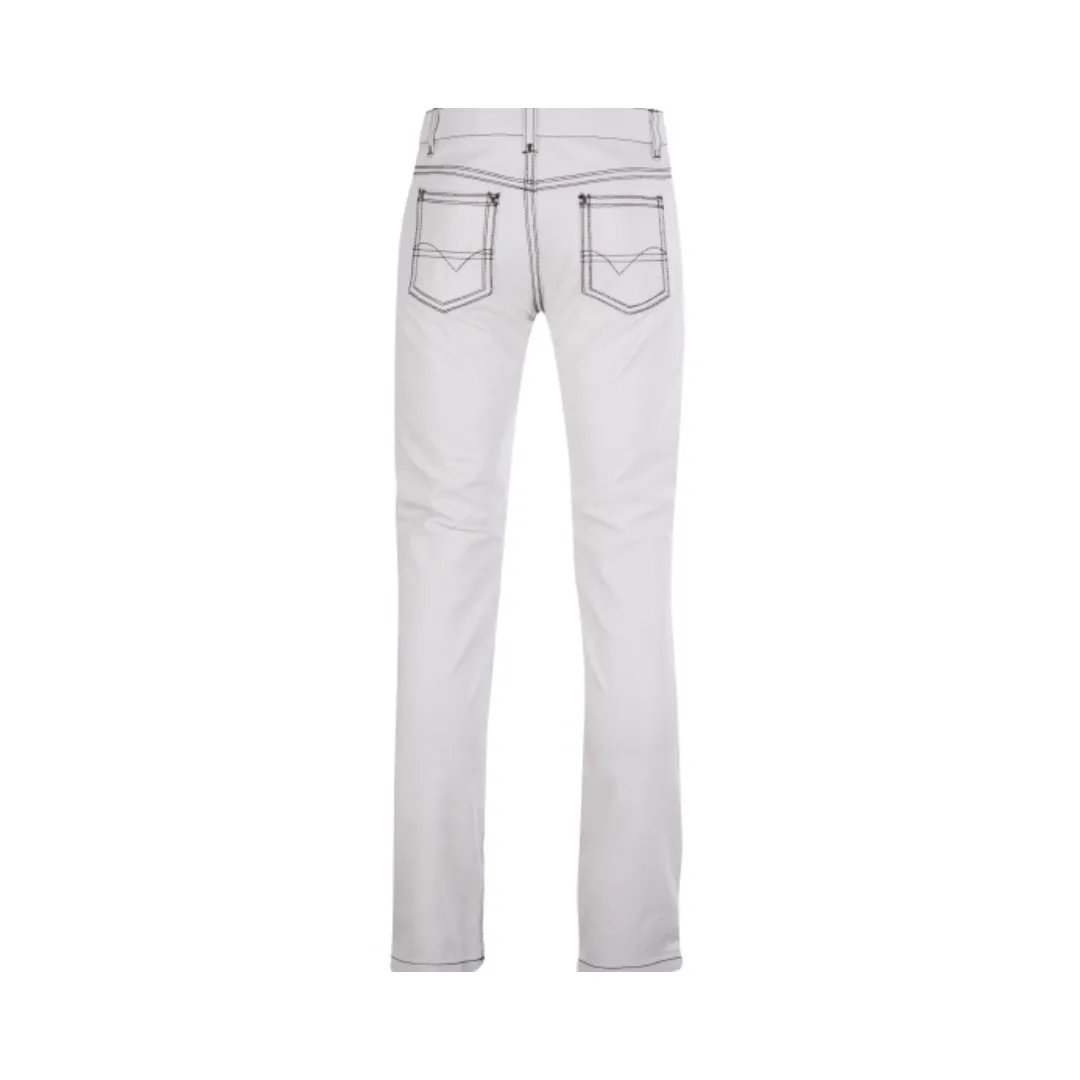 Leather White Trouser Black Seems