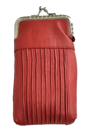 Leatherboss Genuine Leather Cigarette Case Pack Holder Regular or 100's Lighter Pocket, Designer Red